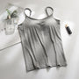 Tanktop mit Eingebautem BH | Verstellbar | Spaghettiträger | Einfarbig-Grau-S-Luzern Mode