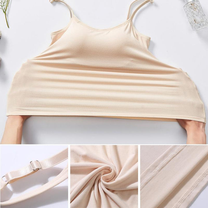 Tanktop mit Eingebautem BH | Verstellbar | Spaghettiträger | Einfarbig-Luzern Mode