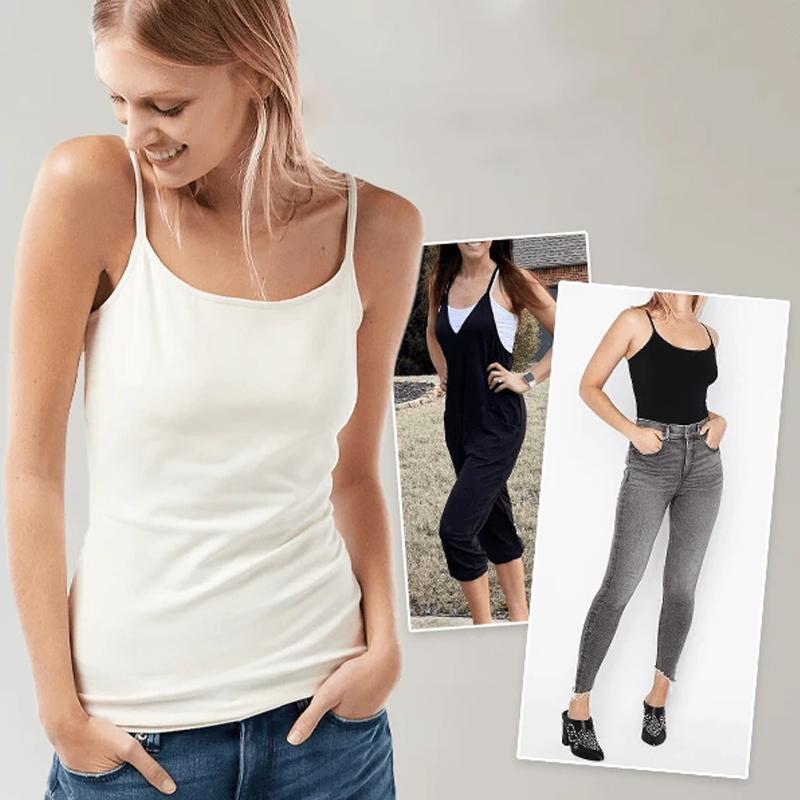 Tanktop mit Eingebautem BH | Verstellbar | Spaghettiträger | Einfarbig-Luzern Mode