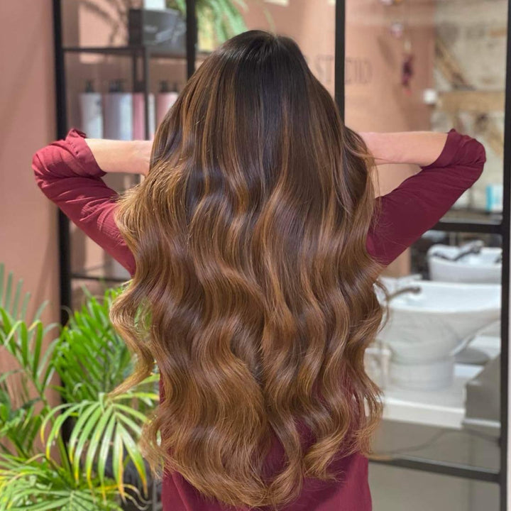 Tape-in-Haarverlängerungen | Braun | Balayage | 100% Natürlich | Volumen-Luzern Mode