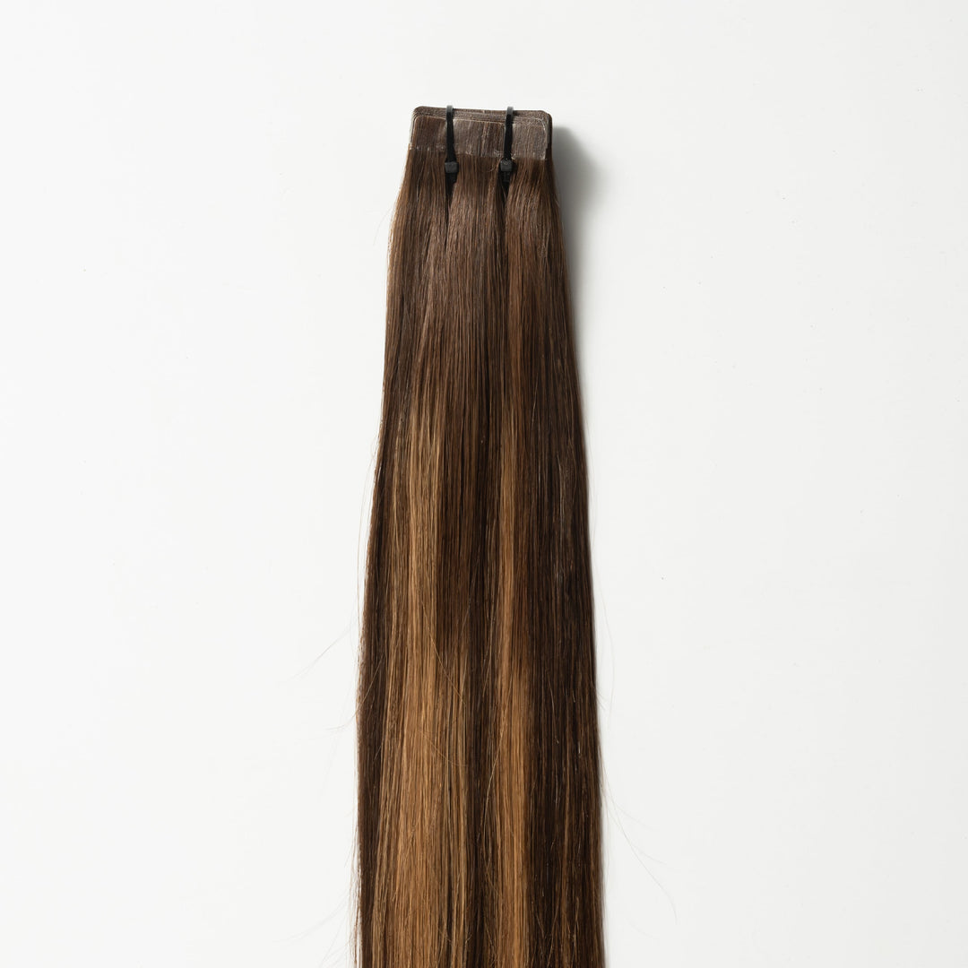 Tape-in-Haarverlängerungen | Braun | Balayage | 100% Natürlich | Volumen-Luzern Mode