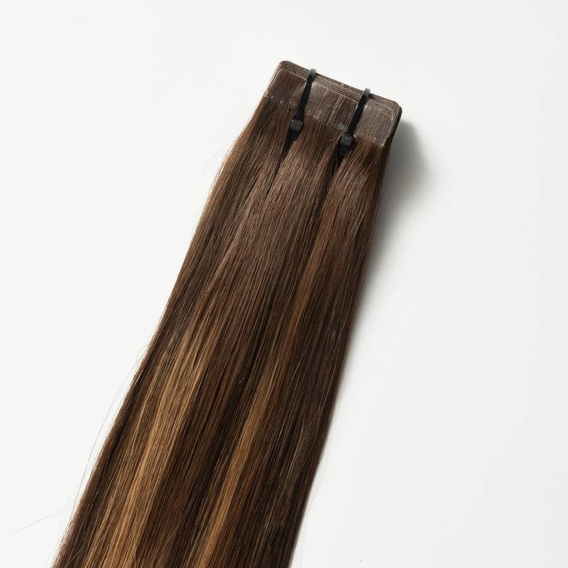 Tape-in-Haarverlängerungen | Braun | Balayage | 100% Natürlich | Volumen-Luzern Mode