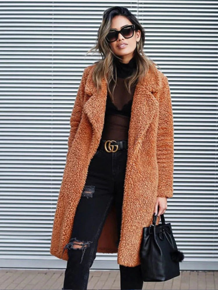 Luxuriöser Damen Shearling Mantel für kalte Wintertage-Luzern Mode