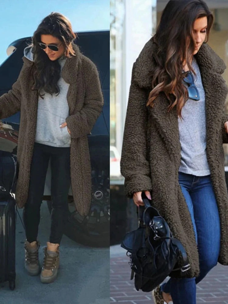 Luxuriöser Damen Shearling Mantel für kalte Wintertage-Luzern Mode