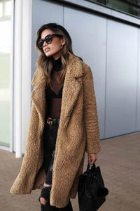 Luxuriöser Damen Shearling Mantel für kalte Wintertage-Kamel-S-Luzern Mode