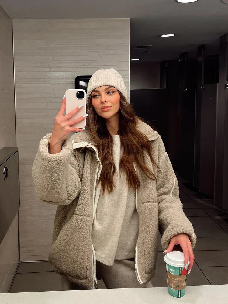Fleecejacke Damen mit Reißverschluss und Taschen kaufen-Luzern Mode