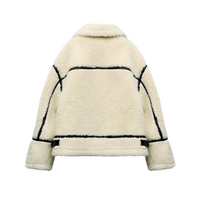 Pilotenjacke Teddystoff | Trendy, Crème, Oversized & Stylisch | Warme Fütterung-Luzern Mode
