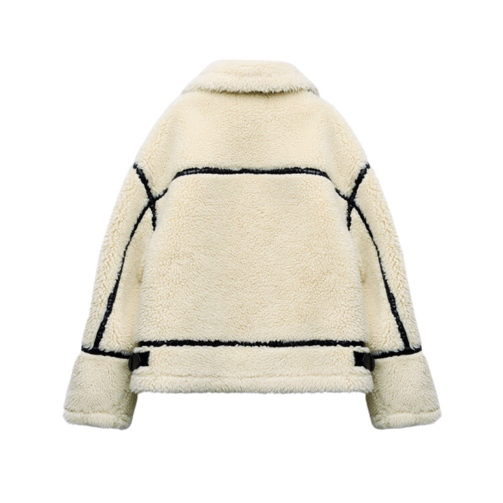 Pilotenjacke Teddystoff | Trendy, Crème, Oversized & Stylisch | Warme Fütterung-Luzern Mode