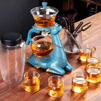 Teeset | Magnetisch Einzigartig Innovativ Modern Langlebig Glas Transparent-Blaue Teekanne mit 6 Tassen-Luzern Mode
