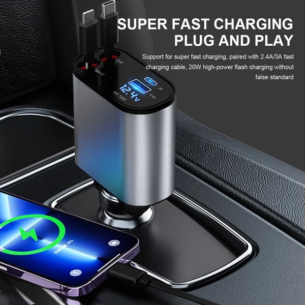 Auto Schnelladegerät | USB | iPhone | Ausziehbar | Universell | Leistungsstark-Luzern Mode