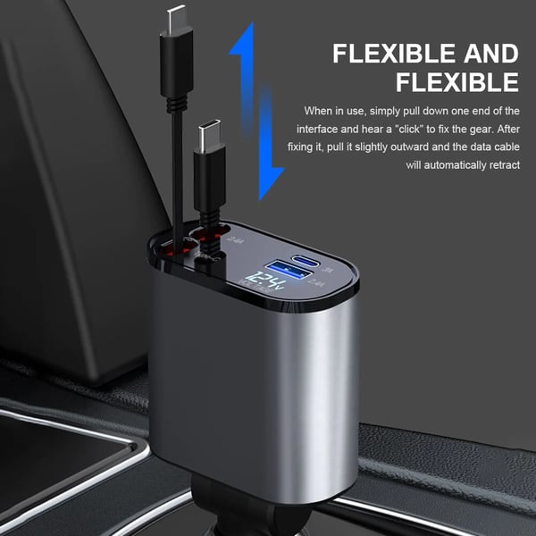 Auto Schnelladegerät | USB | iPhone | Ausziehbar | Universell | Leistungsstark-Luzern Mode
