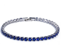 Damen Tennisarmband | Zirkonia | Verstellbar | Silber | Hypoallergen-Blau-Luzern Mode