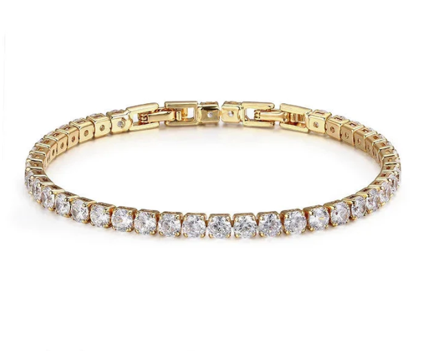 Damen Tennisarmband | Zirkonia | Verstellbar | Silber | Hypoallergen-Gold-Luzern Mode