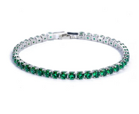 Damen Tennisarmband | Zirkonia | Verstellbar | Silber | Hypoallergen-Grün-Luzern Mode