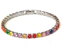 Damen Tennisarmband | Zirkonia | Verstellbar | Silber | Hypoallergen-Mehrfarbig-Luzern Mode