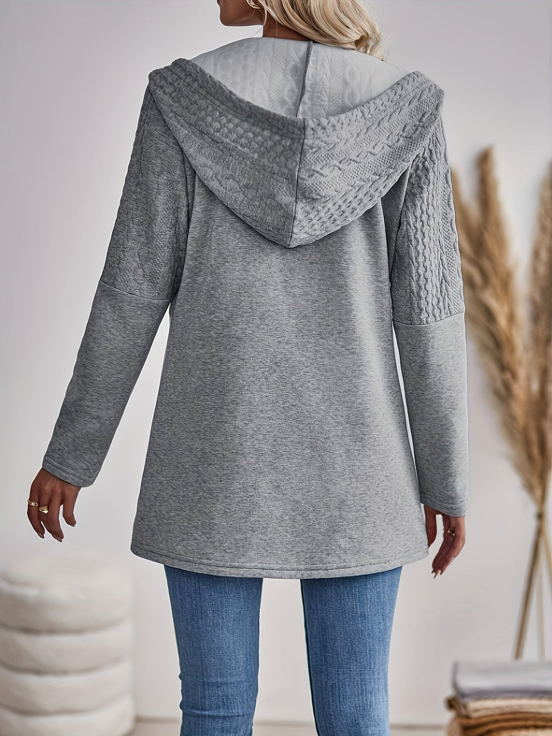 Damen Kapuzenpullover Strickmuster Langarm Casual Hoodie-Luzern Mode