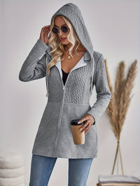 Damen Kapuzenpullover Strickmuster Langarm Casual Hoodie-S-Luzern Mode