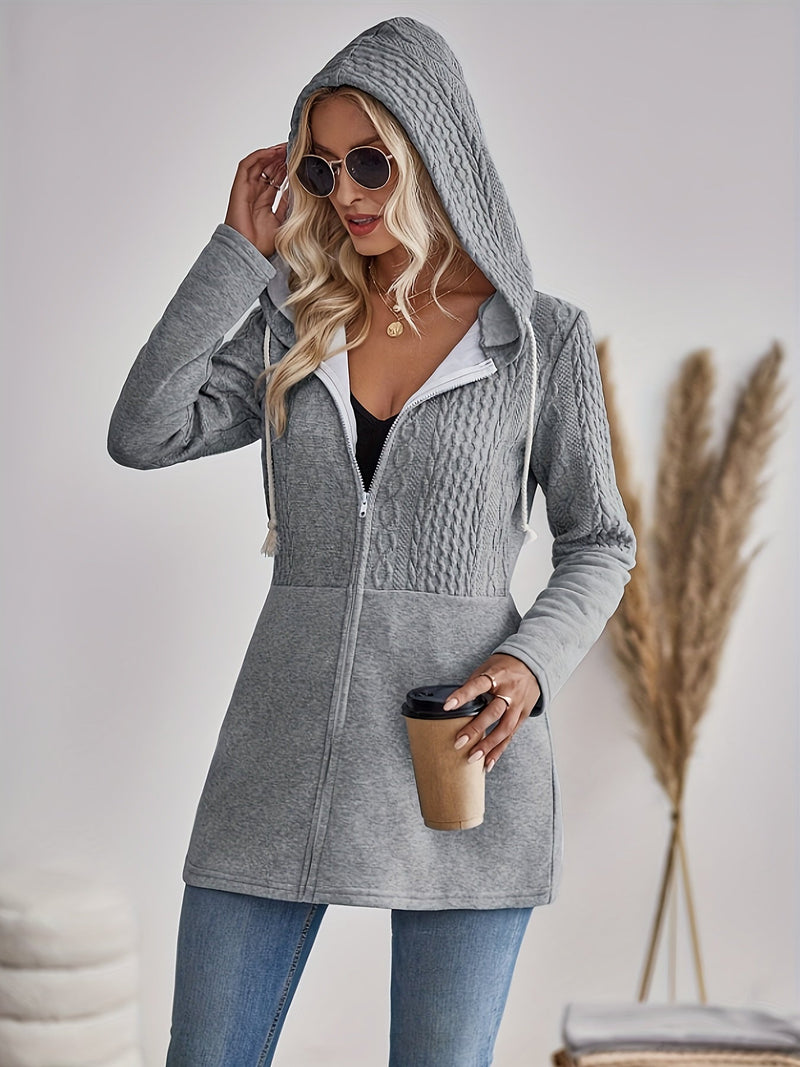 Damen Kapuzenpullover Strickmuster Langarm Casual Hoodie-S-Luzern Mode