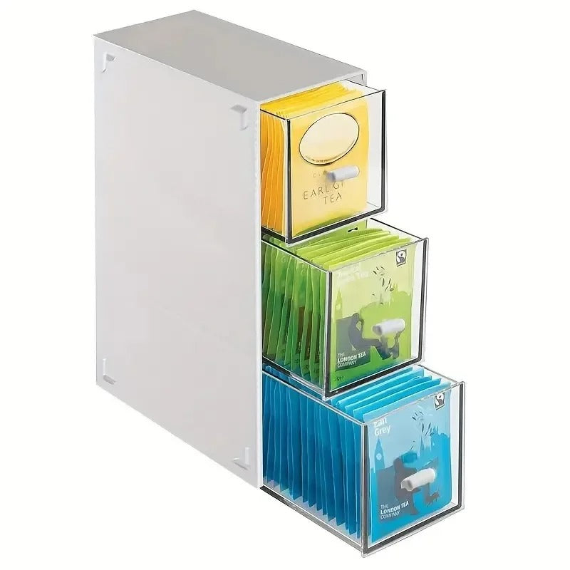 Teebeutel-Organisator | Schubladen | Quadratisch | Weiß | Platzsparend-Luzern Mode