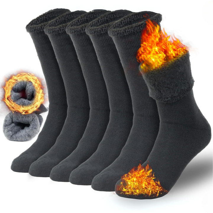 Herren Thermosocken Set - Winter Warme Arbeitssocken 6er Pack-3 Paar Schwarz-Luzern Mode