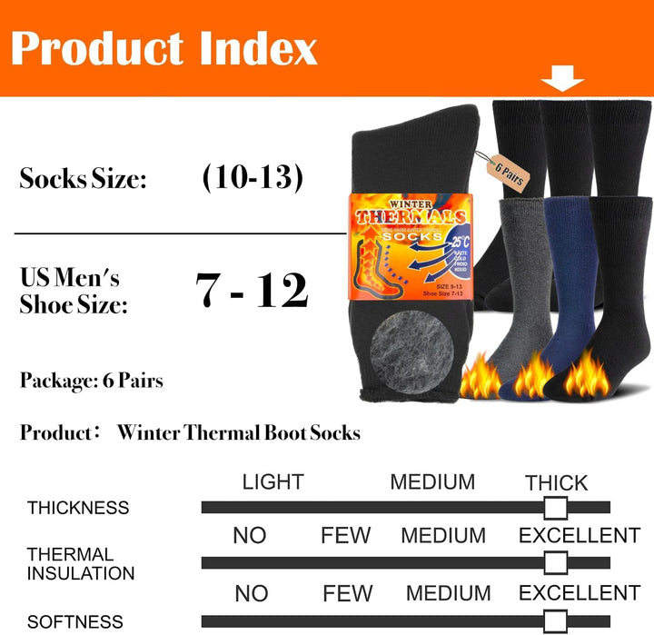 Herren Thermosocken Set - Winter Warme Arbeitssocken 6er Pack-Luzern Mode