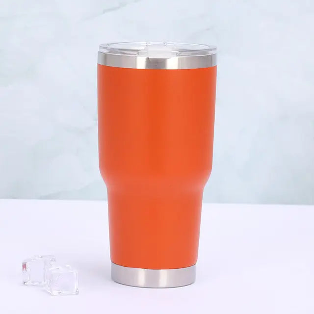 Thermosbecher | Schiebeverschluss Doppelwandig 900ML Langlebig Edelstahl Vielseitig-Orange-Luzern Mode