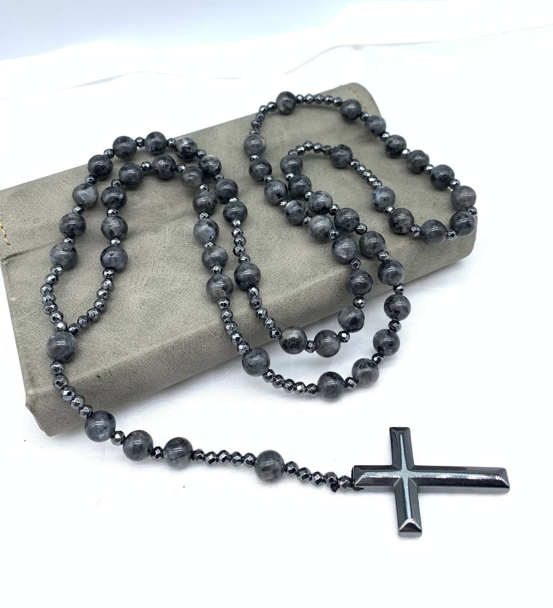 Halskette für Herren | Rosenkranz | Tigerauge | Lapislazuli | Kreuz-Luzern Mode