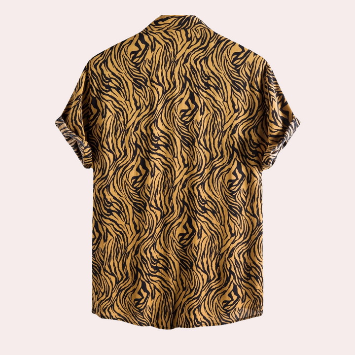 Herren Kurzarm Hemd mit Zebra Muster - Sommermode 2023-Luzern Mode