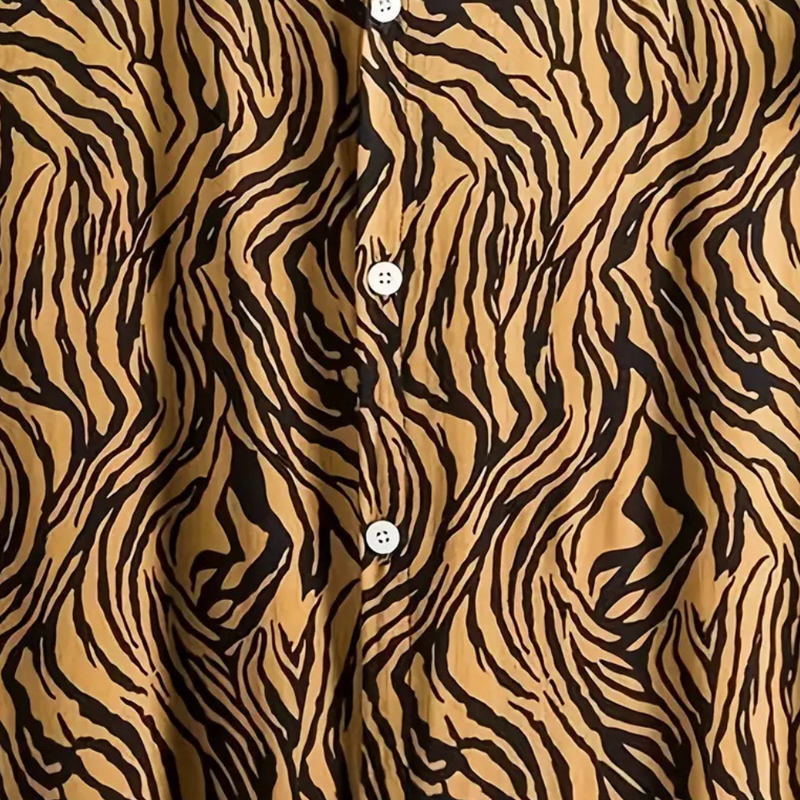 Herren Kurzarm Hemd mit Zebra Muster - Sommermode 2023-Luzern Mode