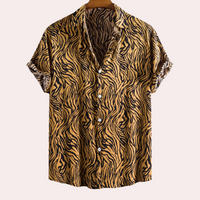 Herren Kurzarm Hemd mit Zebra Muster - Sommermode 2023-S-Luzern Mode