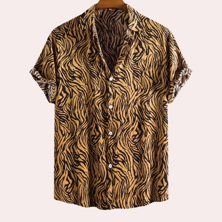 Herren Kurzarm Hemd mit Zebra Muster - Sommermode 2023-S-Luzern Mode
