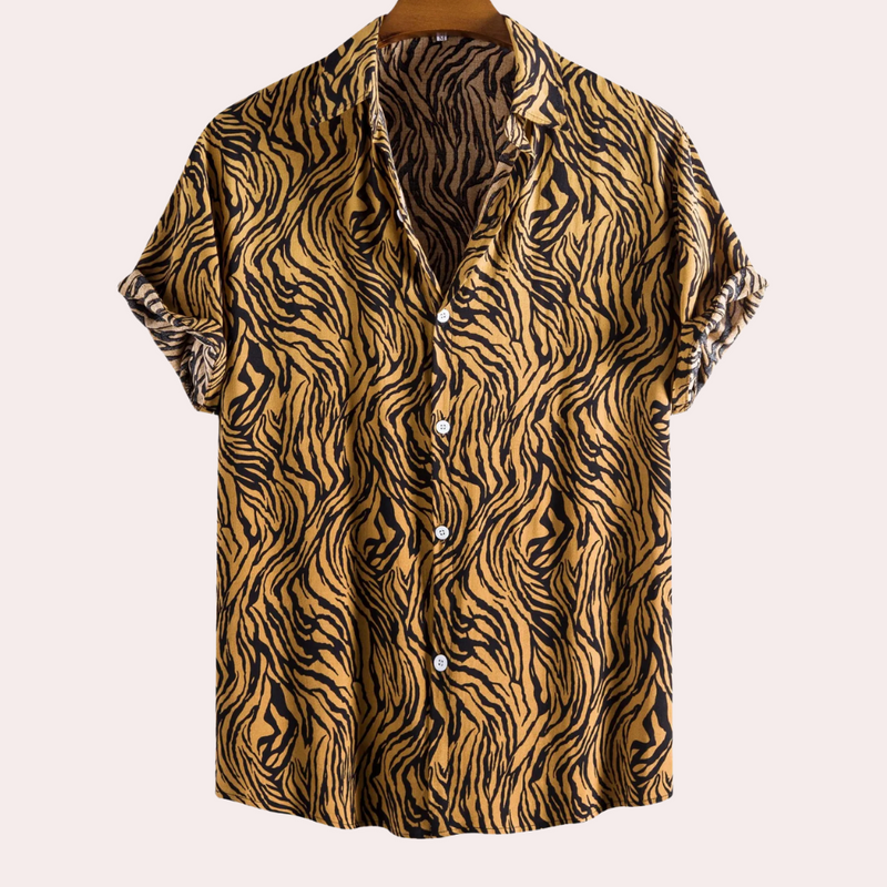 Herren Kurzarm Hemd mit Zebra Muster - Sommermode 2023-S-Luzern Mode