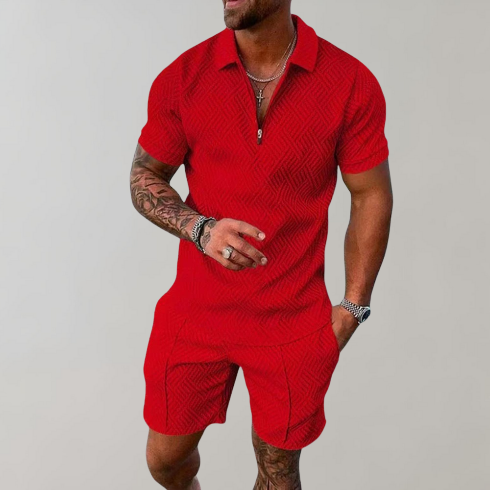 Herren Boxershorts mit geometrischem Muster, bequem-Rot-S-Luzern Mode