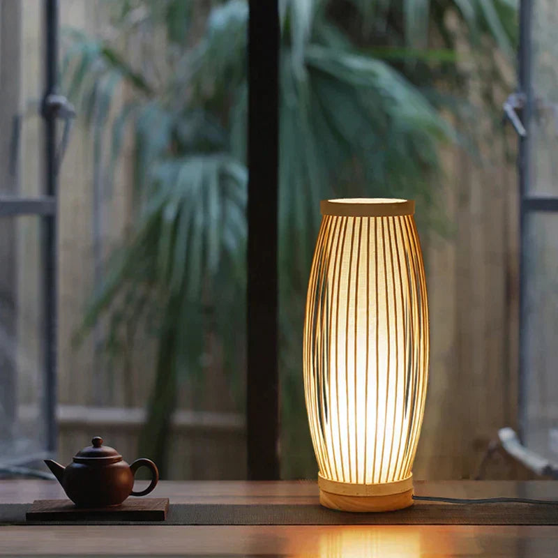 Tischlampe | Japanischer Stil Beruhigend Bambus Nachhaltig Trendig Vielseitig-A 13cm x 36cm-Luzern Mode