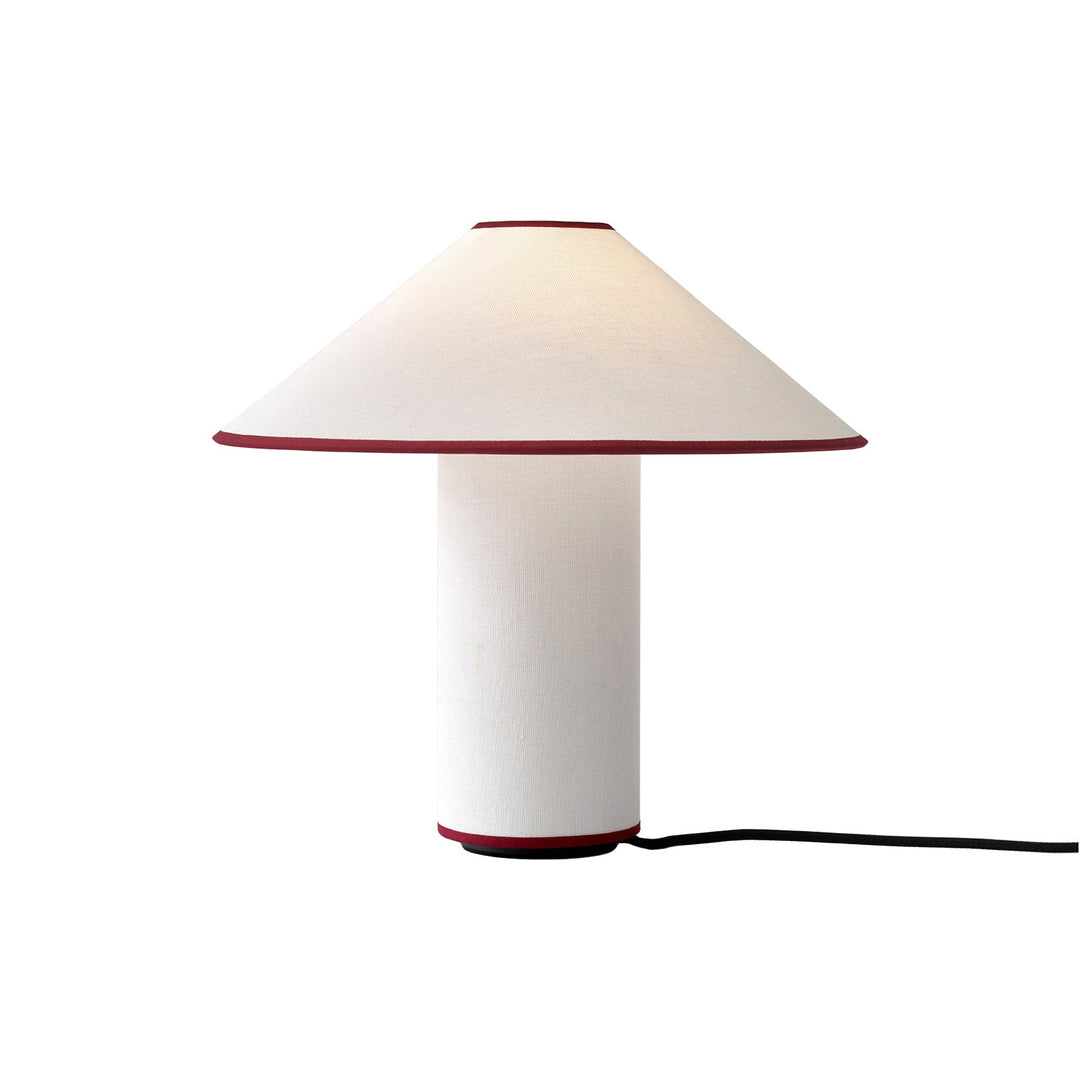 Tischlampe | Stoffschirm | LED | Kabelschalter | 40W | E26 | E27-Rot+Weiß-Luzern Mode
