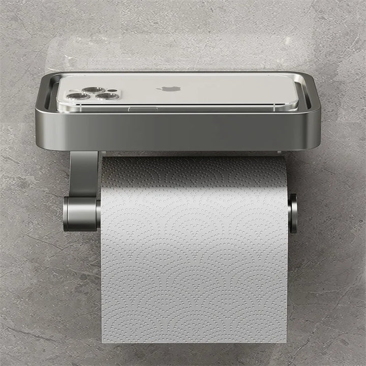 Toilettenpapierhalter | Mit Ablage Wandmontage Edelstahl Stilvoll Langlebig-Grau-Luzern Mode