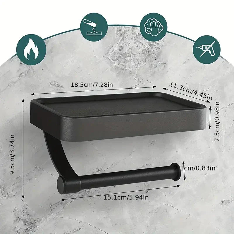 Toilettenpapierhalter | Mit Ablage Wandmontage Edelstahl Stilvoll Langlebig-Luzern Mode