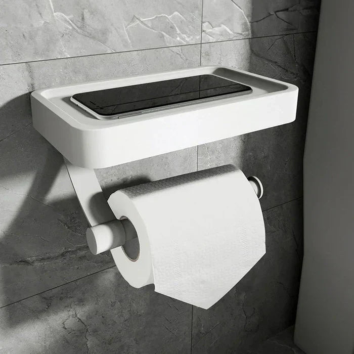 Toilettenpapierhalter | Mit Ablage Wandmontage Edelstahl Stilvoll Langlebig-Weiß-Luzern Mode
