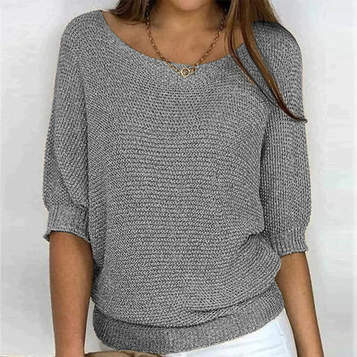 Damen Strickpullover mit Rundhalsausschnitt - Elegant und Bequem-Grau-S-Luzern Mode