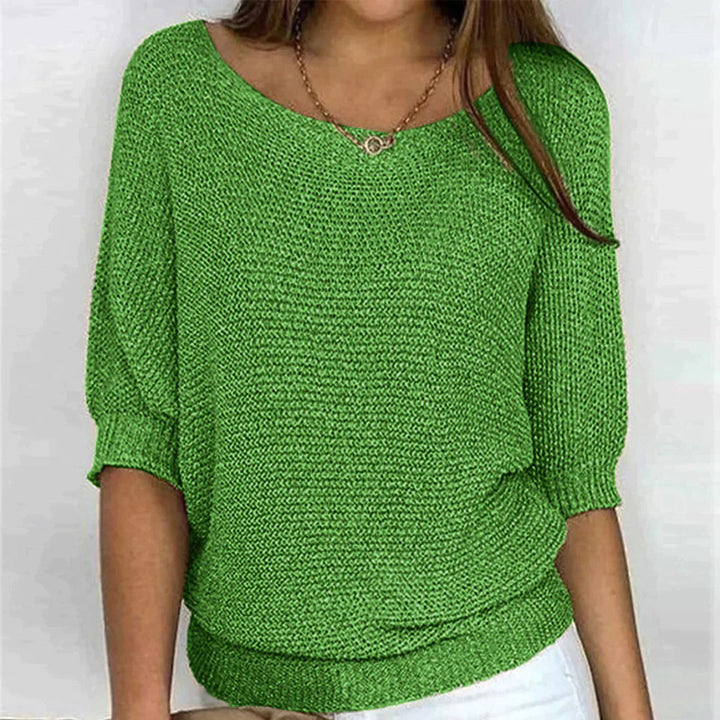 Damen Strickpullover mit Rundhalsausschnitt - Elegant und Bequem-Grün-S-Luzern Mode