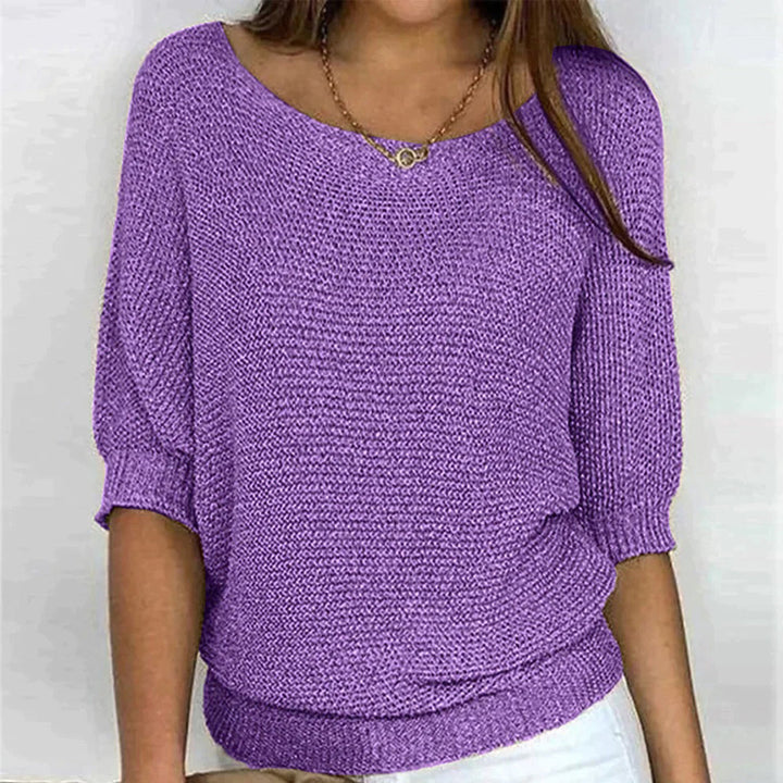Damen Strickpullover mit Rundhalsausschnitt - Elegant und Bequem-Lila-S-Luzern Mode
