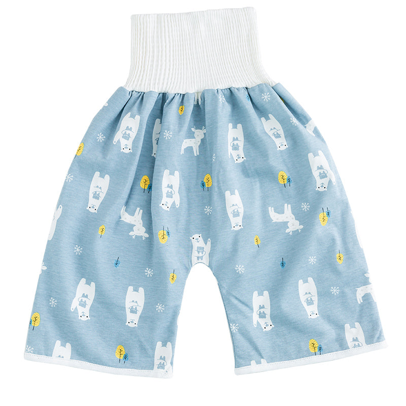 Kleinkind Babyhose mit Tiermuster - Bequeme Pumphose-Hose-Blaue Waldtiere-M (0-3 Jahr)-Luzern Mode