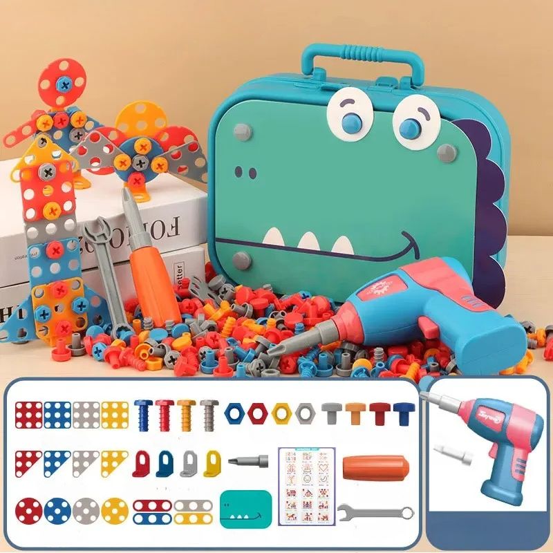 Kinder Baukoffer Set | 351 Blöcke | Bohrmaschine | Interaktiv | 3+-Luzern Mode