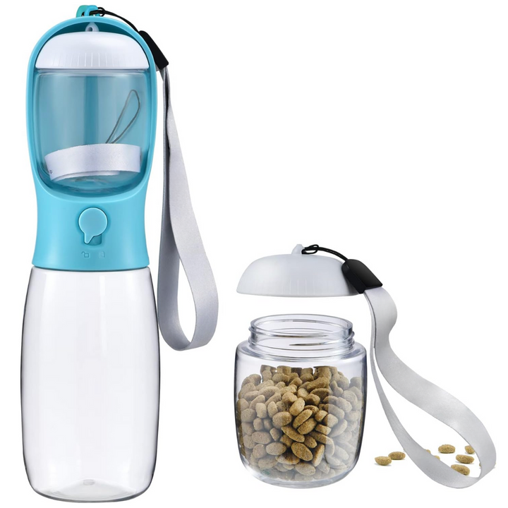 Haustier Trinkflasche | Mit Fressnapf 2-in-1 Kompakt Praktisch Auslaufsicher-Blau-300 ml-Luzern Mode