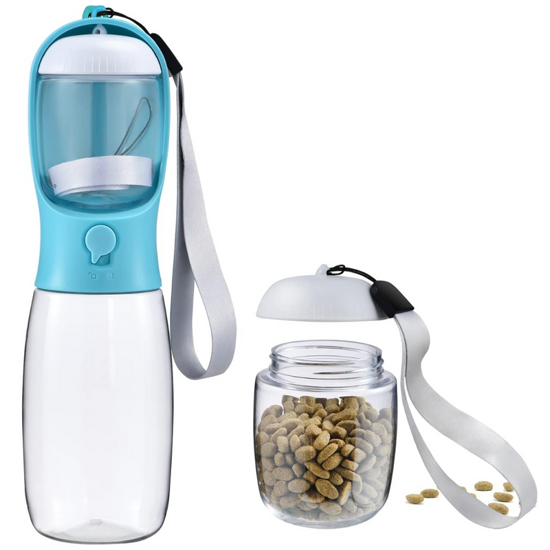 Haustier Trinkflasche | Mit Fressnapf 2-in-1 Kompakt Praktisch Auslaufsicher-Blau-300 ml-Luzern Mode