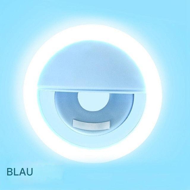 Selfie-Ringleuchte | Tragbar | Kompakt | Weißes Licht | Verstellbar-Blau-Luzern Mode