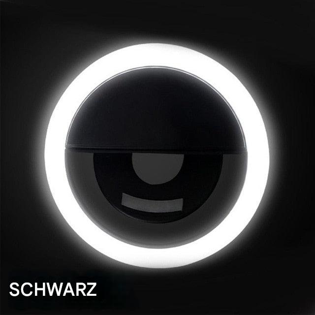 Selfie-Ringleuchte | Tragbar | Kompakt | Weißes Licht | Verstellbar-Schwarz-Luzern Mode