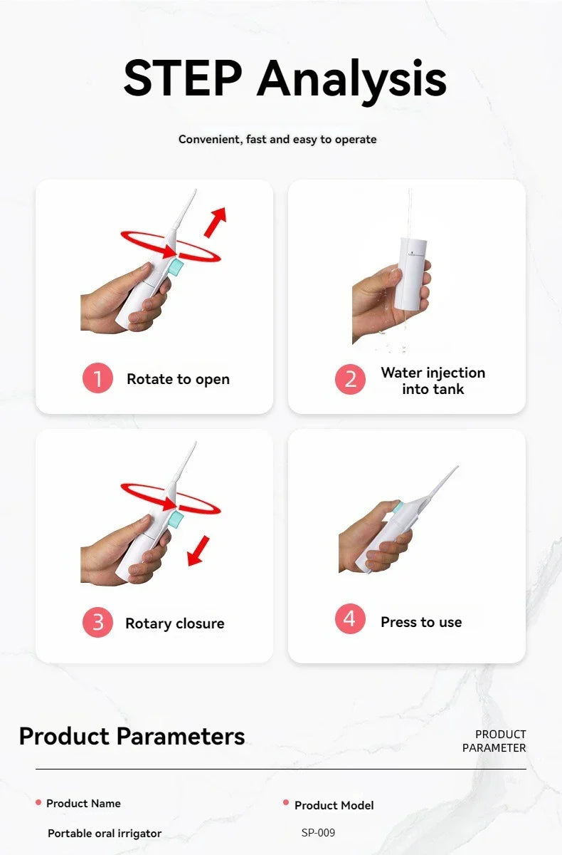 Wasserflosser | Kompakt, Kraftvoll, Drahtlos, Hygiene, Zahnpflege, Manuell-Luzern Mode