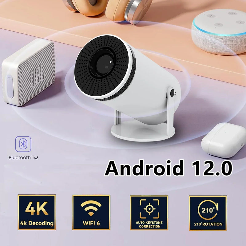 Tragbarer Beamer | Android 12 | WiFi 6 | Leistungsstark | Kompakt | 1080p-Luzern Mode
