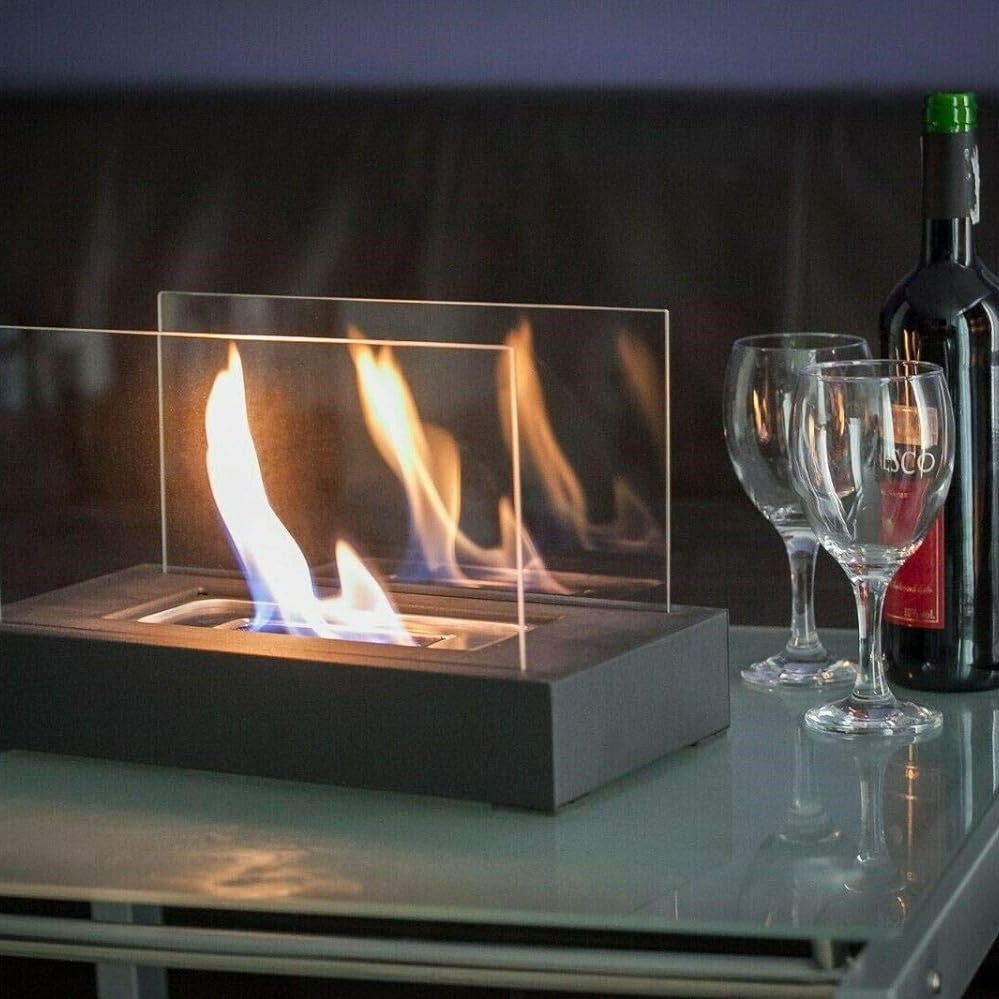 Tragbarer Tischkamin | Nachfüllbar | Baumwolldocht | Gehärtetes Glas-Luzern Mode